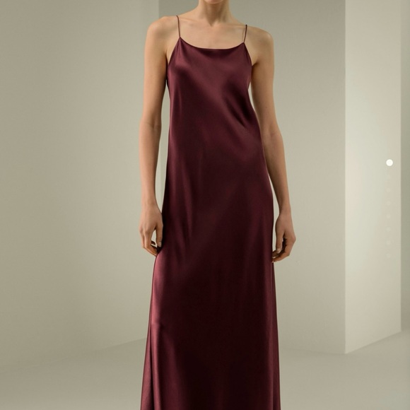 Lilysilk Dresses & Skirts - Chic Satin Maxi Dress in Deep Burgundy